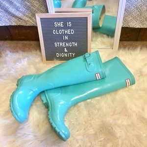 Hunter Rain Boots Tall Turquoise Tiffany Blue {6}